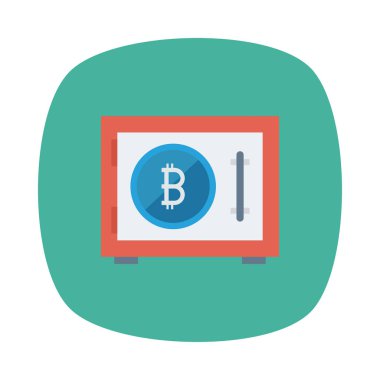 Kapı güvenli beyaz zemin üzerine altın bitcoin belirteci
