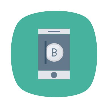 Beyaz arka plan üzerinde smartphone ekranında Bitcoin belirteci