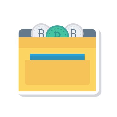 Beyaz arka plan üzerinde cüzdan içinde Bitcoin belirteçleri