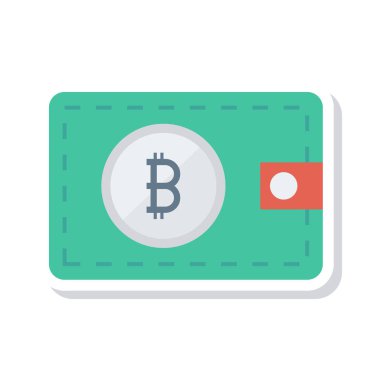 Bitcoin belirteci cüzdan beyaz arka plan üzerinde