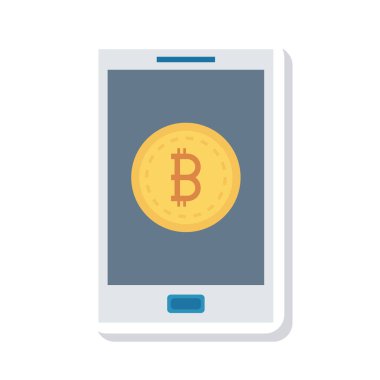 Altın bitcoin belirteç beyaz arka plan üzerinde smartphone ekranında