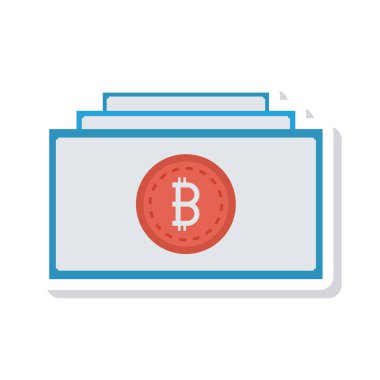 Kırmızı bitcoin belirteci banknot üzerinde 