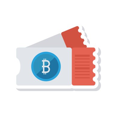 Bitcoin belirteci beyaz arka plan üzerinde bilet üzerinde