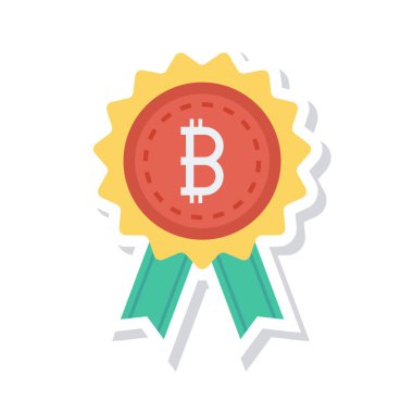 Bitcoin belirteci üzerinde beyaz arka plan üzerinde kazanan rozeti