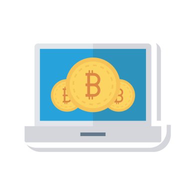 Beyaz arka plan üzerinde bilgisayar ekranında Bitcoin belirteçleri