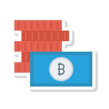 Bitcoin belirteçleri ve beyaz arka plan üzerinde nakit