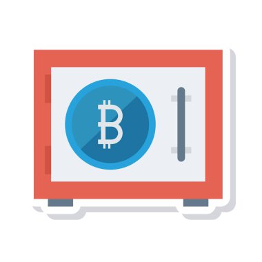 Kapı güvenli beyaz zemin üzerine mavi bitcoin belirteci