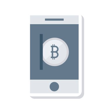 Gümüş bitcoin belirteci smartphone ekranında