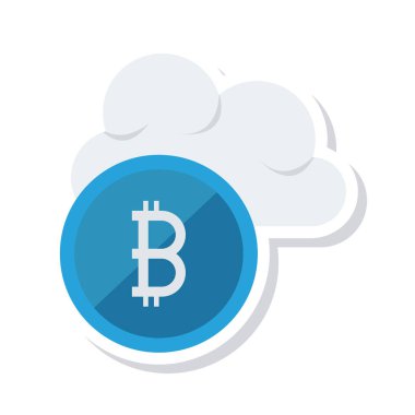 bulut beyaz zemin üzerine mavi bitcoin belirteciyle