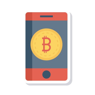 Altın bitcoin belirteci smartphone ekranında 