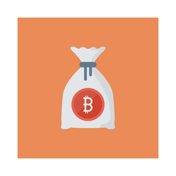 Jeton Bitcoin Sur Sac Argent Carré Orange — Image vectorielle