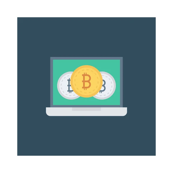 Bitcoin Διακριτικά Στην Οθόνη Του Υπολογιστή Πράσινο Λευκό Φόντο — Διανυσματικό Αρχείο
