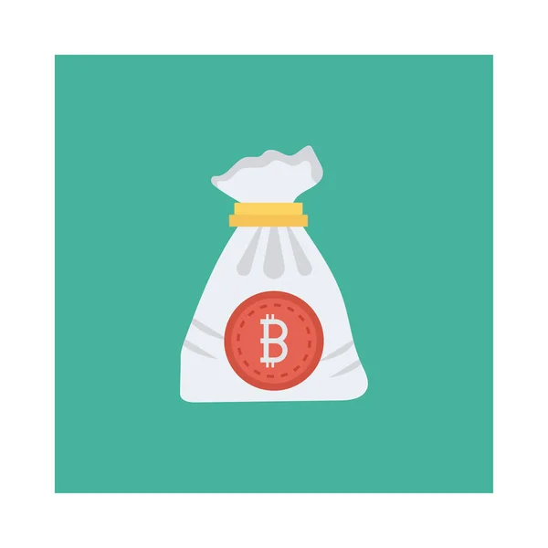 Bitcoin Token Money Bag Green Squares — Stock Vector