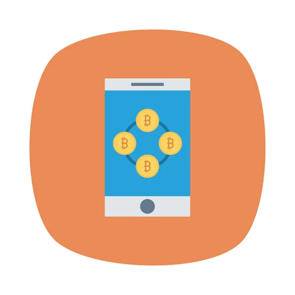 Bitcoin Διακριτικά Στην Οθόνη Του Smartphone Πορτοκαλί Φόντο — Διανυσματικό Αρχείο