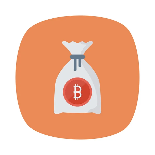 Jeton Bitcoin Sur Sac Sur Fond Orange — Image vectorielle