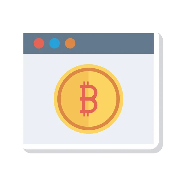 Jeton Bitcoin Doré Sur Page Navigateur — Image vectorielle