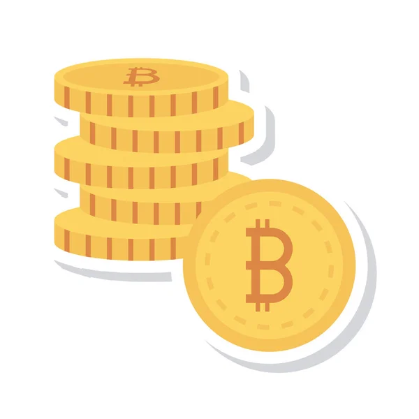Jetons Bitcoin Dorés Sur Fond Blanc — Image vectorielle