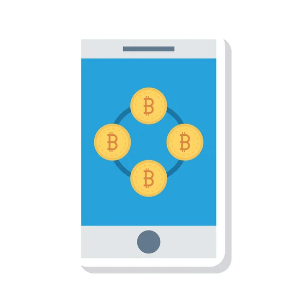 Bitcoin Διακριτικά Στην Οθόνη Του Smartphone Λευκό Φόντο — Διανυσματικό Αρχείο