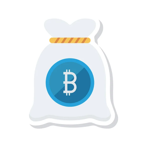 Jeton Bitcoin Sur Sac Sur Fond Blanc — Image vectorielle