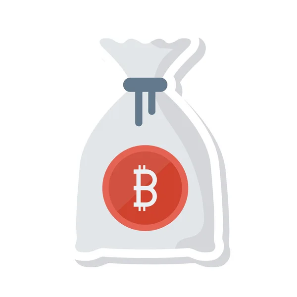 Jeton Bitcoin Rouge Sur Sac Sur Fond Blanc — Image vectorielle