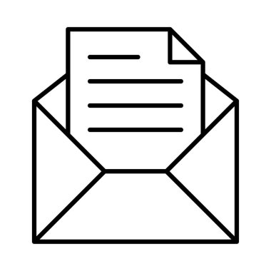 Zarf ve mektup izole üzerinde beyaz arka plan içinde açıldı