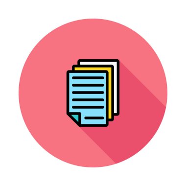 Kağıt belgeleri beyaz arka plan üzerinde izole pembe daire