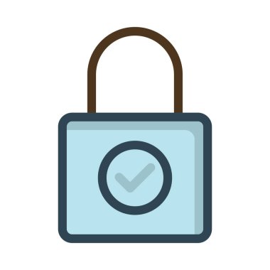 Onayla sembolü beyaz arka plan üzerinde izole mavi kürek kilidi