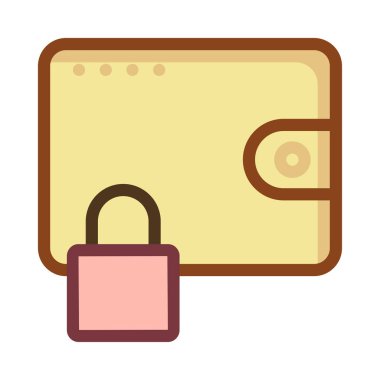 Beyaz arka plan üzerinde izole pembe asma kilit ile sarı cüzdan