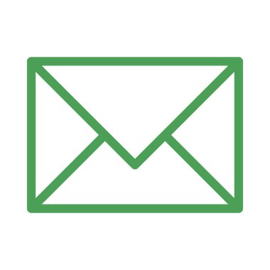 Beyaz arka plan üzerinde izole yeşil anahat zarf