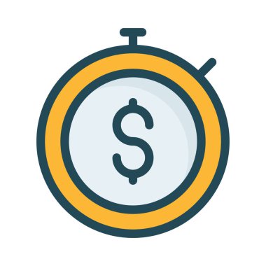 Beyaz arka plan üzerinde izole doları sembolü ile sarı kronometre