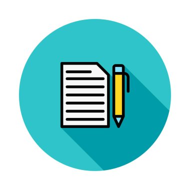 Kağıt belge beyaz arka plan üzerinde izole mavi daire sarı kalem ile