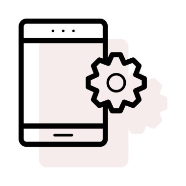 Anahat smartphone ile dişli bej gölge beyaz zemin üzerine