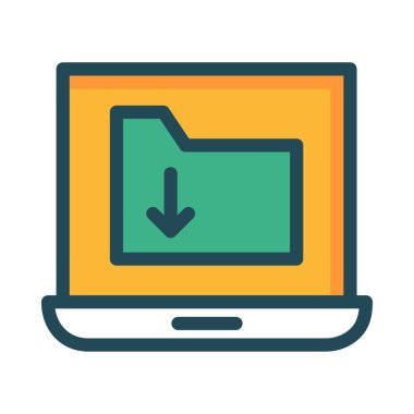 Sarı ekran üstündeki yeşil klasörle tablet cihaz