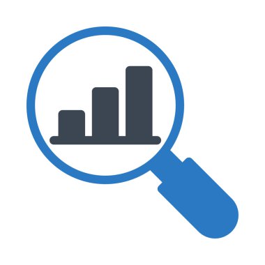 mavi büyüteç ile grafik beyaz arka plan üzerinde büyüyen