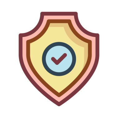 Beyaz arka plan üzerinde izole Onayla işareti ile kalkan koruma