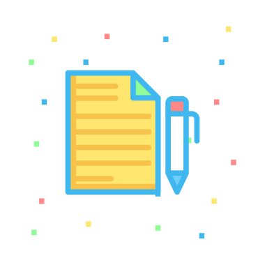 sarı renkli işaretleri ile izole beyaz kalem belgeyle