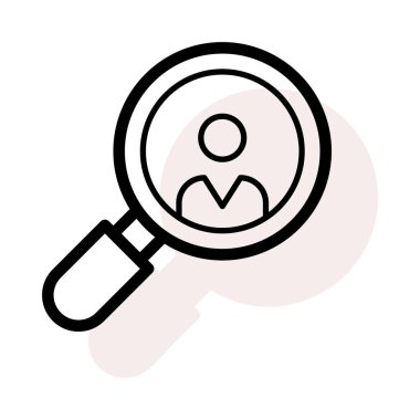 Beyaz arka plan bej gölge ile kişi sembolü olan Büyüteç