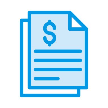 Beyaz arka plan üzerinde izole doları sembolü olan mavi belgeler