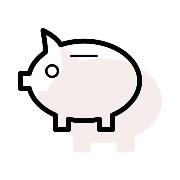 Piggy Bank Witte Achtergrond Met Beige Schaduw — Stockvector