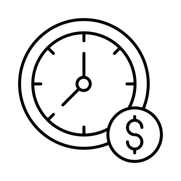 Uhr Mit Dollarzeichen Isoliert Auf Weißem Hintergrund — Stockvektor