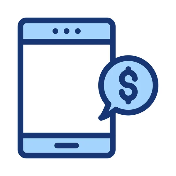 Smartphone Azul Con Burbuja Habla Azul Con Signo Dólar — Vector de stock