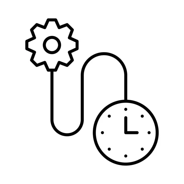 Engranaje Con Reloj Letra Aislada Sobre Fondo Blanco — Vector de stock