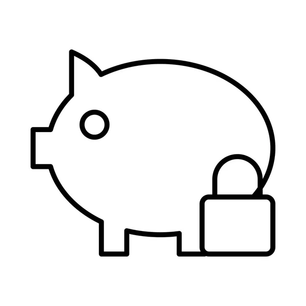 Piggybank Lapát Zárral Elszigetelt Fehér Background — Stock Vector