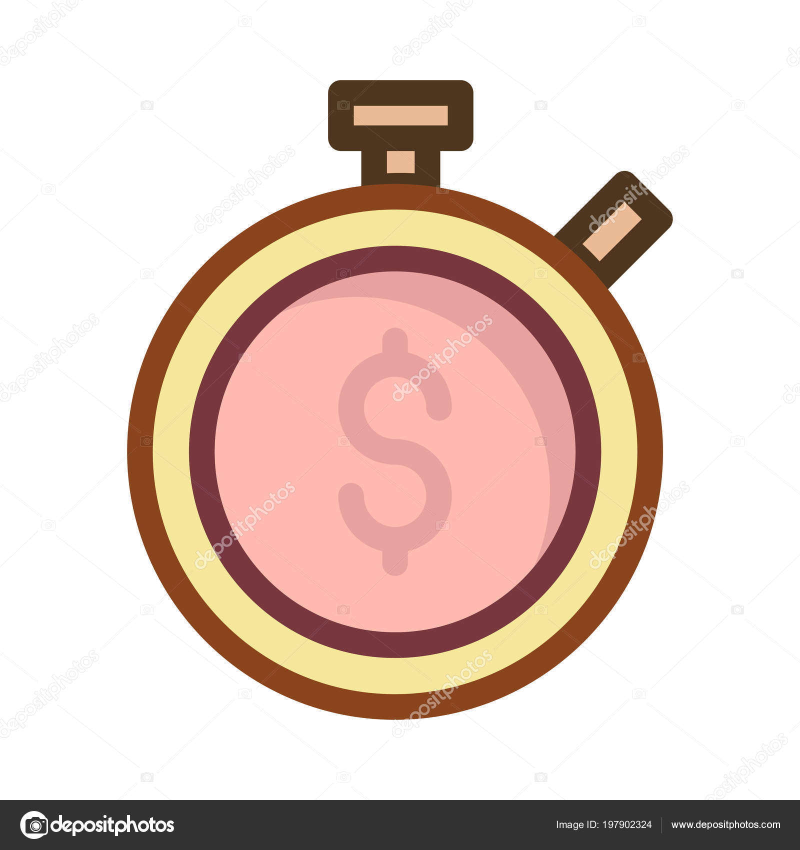 Cronômetro Rosa Amarelo Com Símbolo Dólar Isolado Fundo Branco