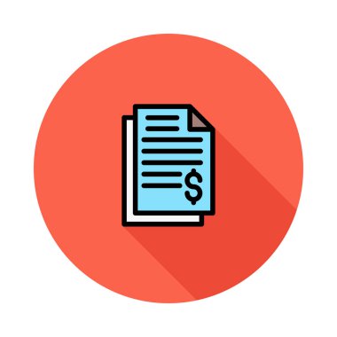 Beyaz arka plan üzerinde izole kırmızı daire içinde dolar simgesiyle belgeleri