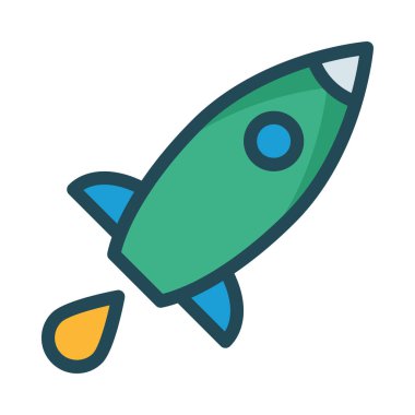 Beyaz arka plan üzerinde izole renkli uçan roket