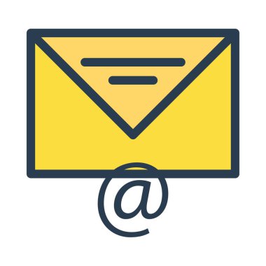 Beyaz arka plan üzerinde izole işareti ile sarı zarf