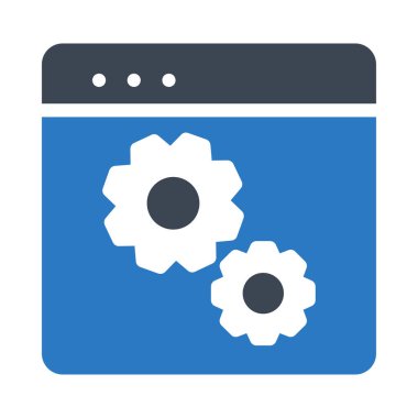 Mavi tablet cihaz ekranında gears ile 