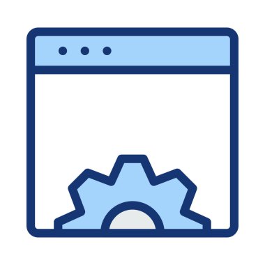 Mavi tablet cihaz ekranında mavi dişli ile