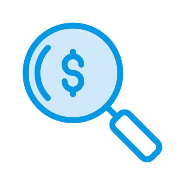 Dolar işareti olan mavi Büyüteç